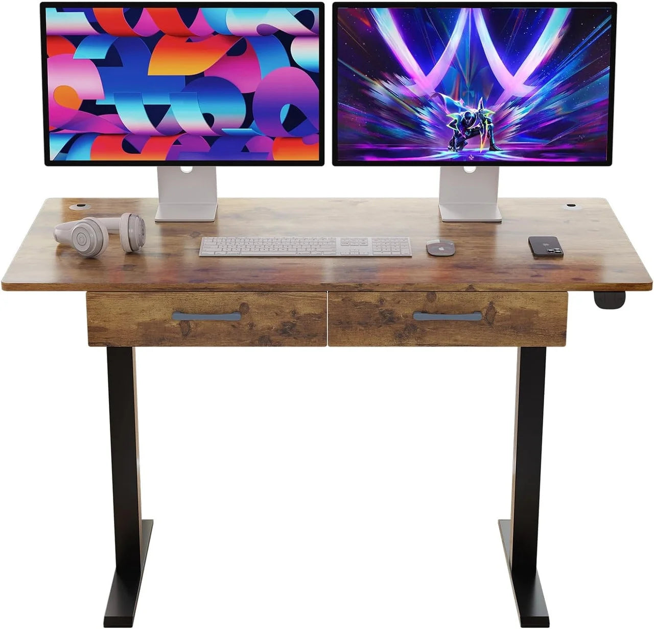 45" Electric Standing Desk with 2 Drawers Adjustable Height D96356