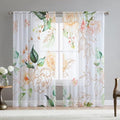 63 inch Length 2 Panels Set Blue Pink Sheer Chiffon Curtains H607007