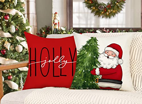 Red Christmas Pillow Covers 18x18 Set of 4 A314