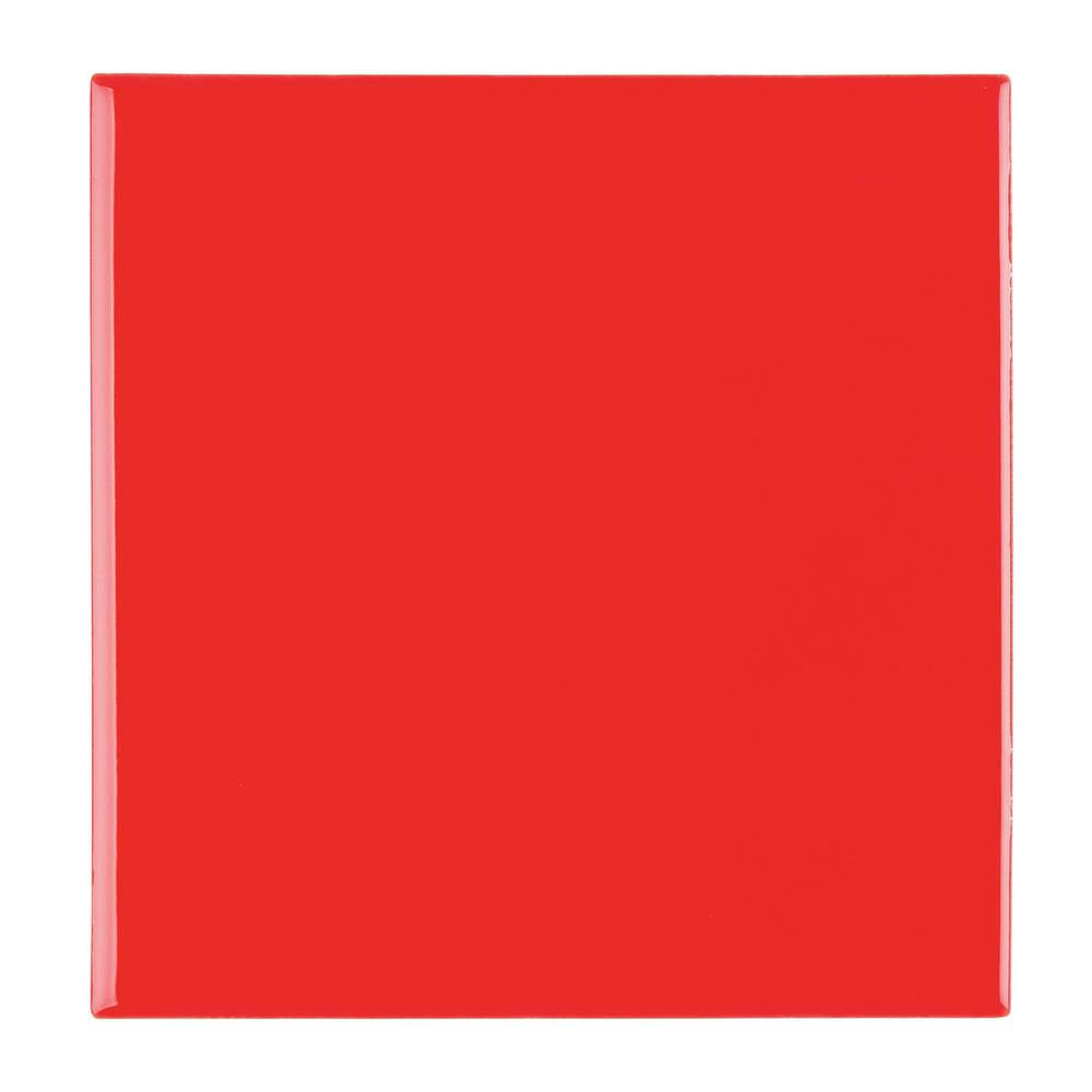 Red 6 in. x 6 in. Glazed Ceramic Wall Tile V393