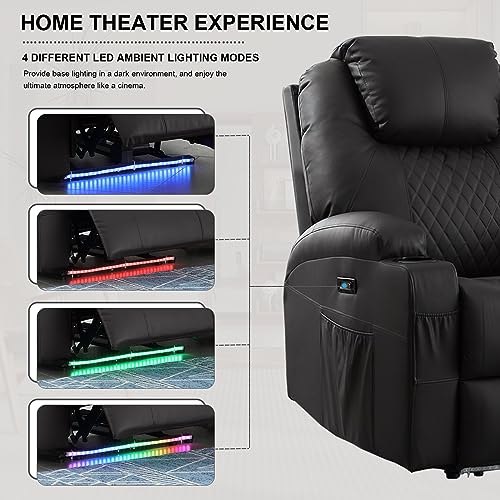 Brown PU Leather Power Recliner Chair with Heat and Massage J683