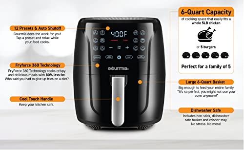 Black and Stainless Steel Air Fryer Oven with 12 Presets R63745