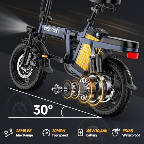 20MPH Dual-Seat Folding Electric Bike with 499Wh Removable Battery K9775