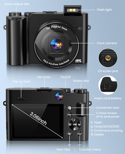 64MP Dual-Lens Digital Camera with Autofocus Anti-Shake 16X Zoom T660