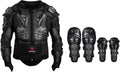Black Adjustable Motorcycle Protective Jacket and Knee Pads Guard Gear T978437