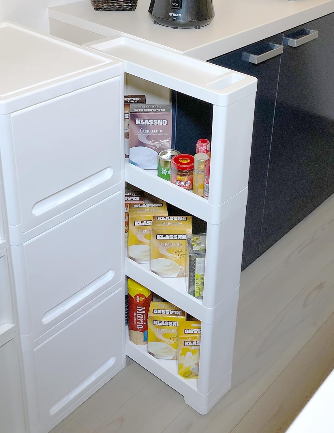 White 4 Tiers Slim Rolling Storage Cart O229