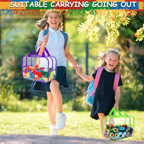 6 Packs Large Clear PVC Toy Storage Bags with Zipper Q254799