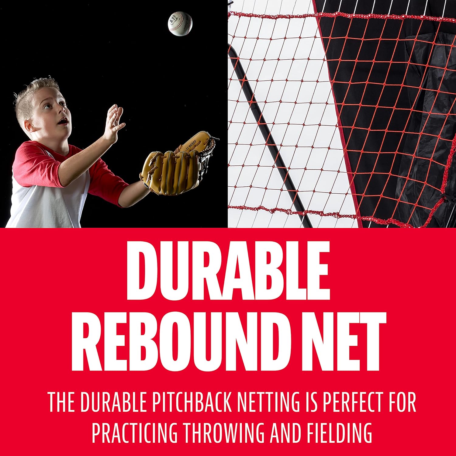 2-in-1 Baseball Pitching Target and Rebounder Net, Red V1760