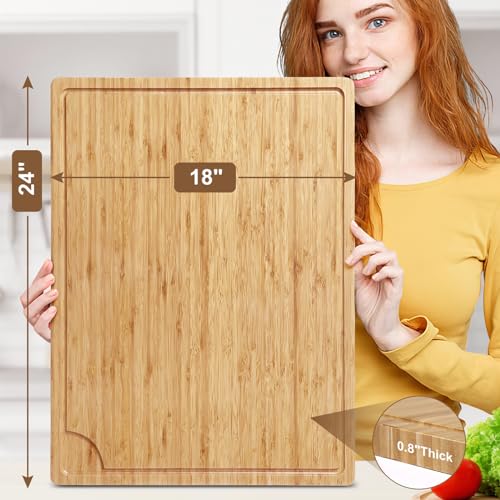 Extra Large Bamboo Wood Cutting Board, 30 x 20 Inch with Juice Groove O83489