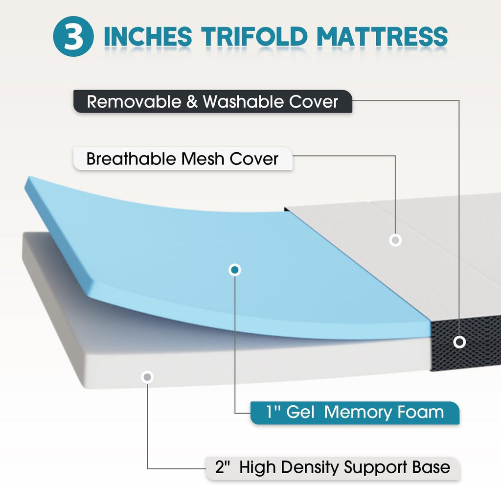 3 Inch Full Trifold Mattress with Washable Cover J6735
