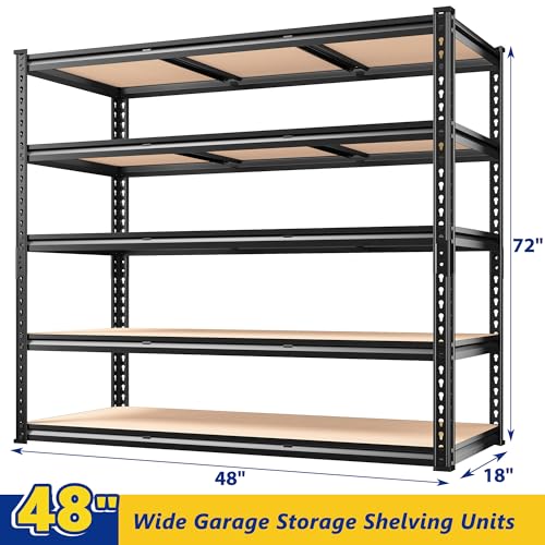 48" W x 72" H x 24" D 5 Tier Heavy Duty Garage Shelving R3664