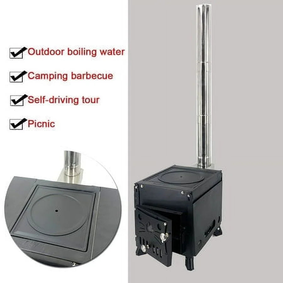 Portable Wood Burning Camping Stove with Chimney Pipe H4855
