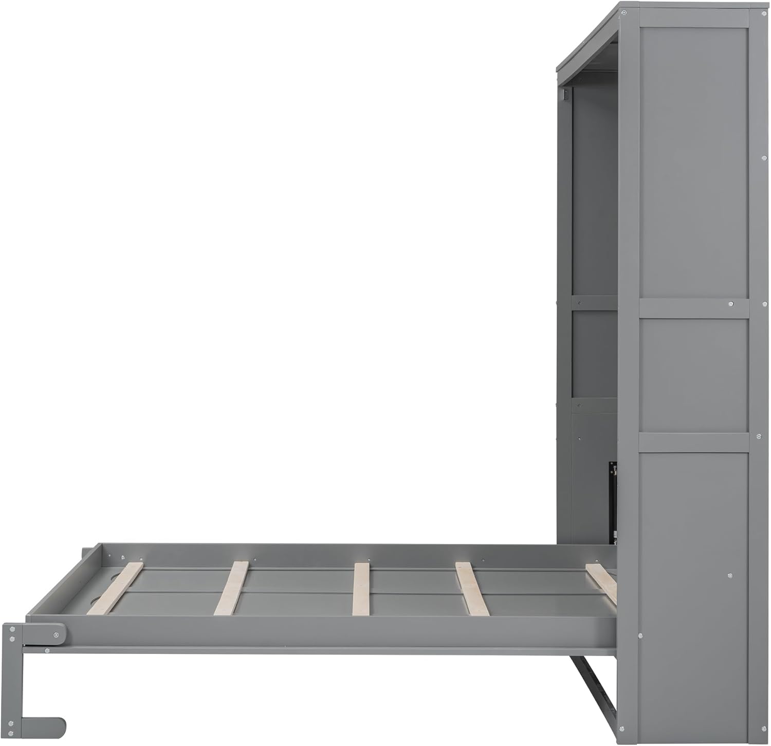 Gray Queen Size Murphy Bed with Shelves E382811