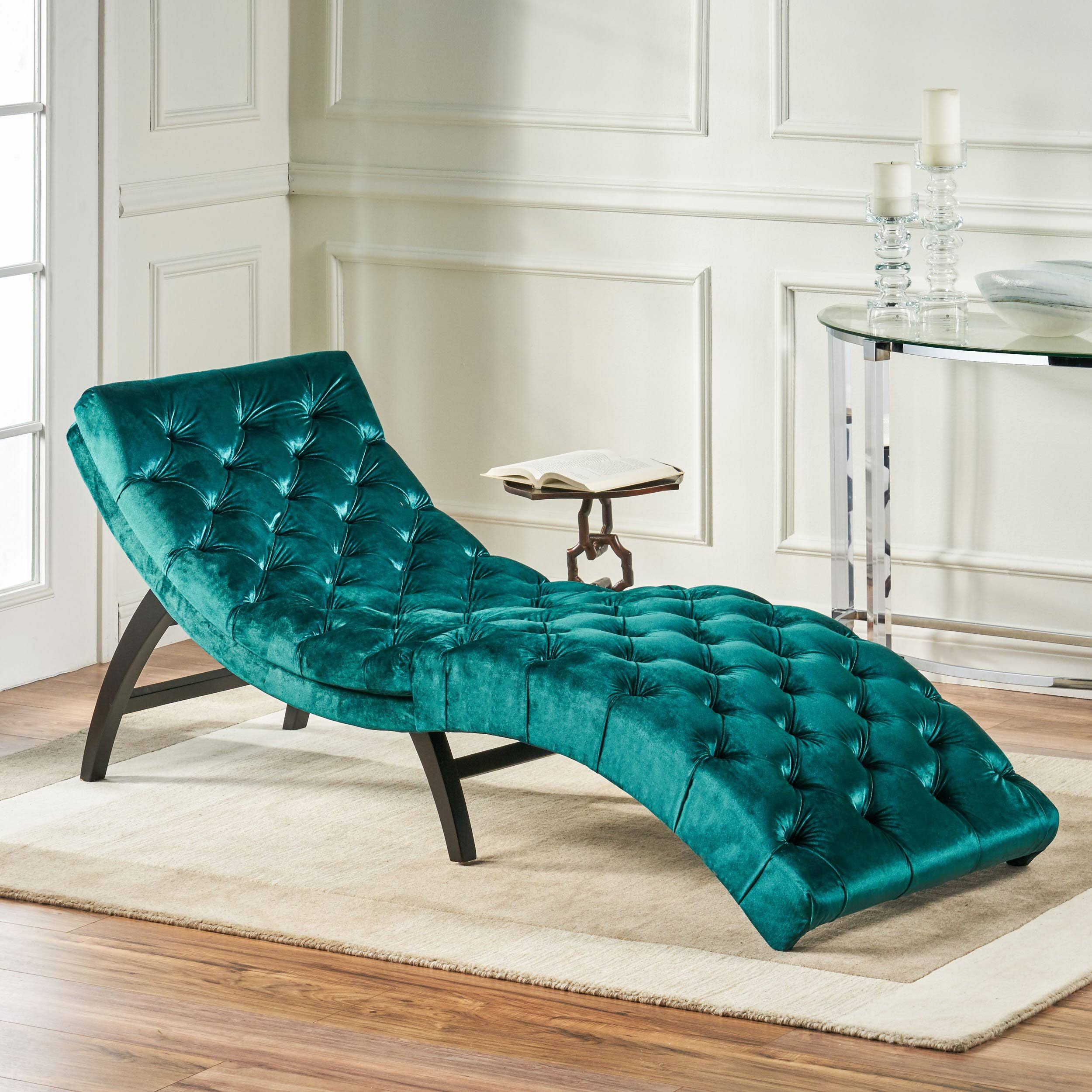 Garnet Brown Tufted Velvet Chaise Lounge C14357