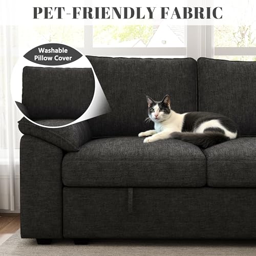 Dark Grey 7 Seat Modular Sectional Sofa with Pull Out Bed Q9448
