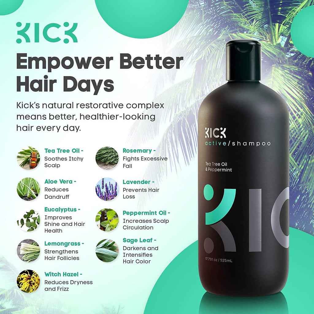 Sulfate Free Peppermint and Tea Tree Oil Shampoo for Men - 509 ml U248521