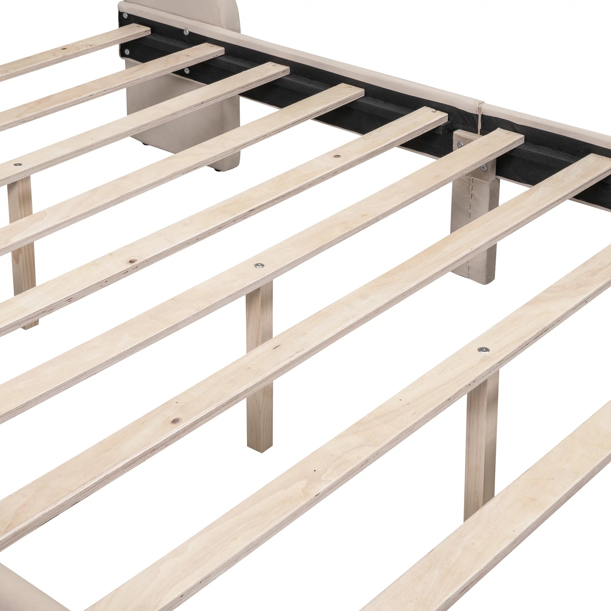 Beige Velvet Full Size Bed Frame with Storage Drawer H449846