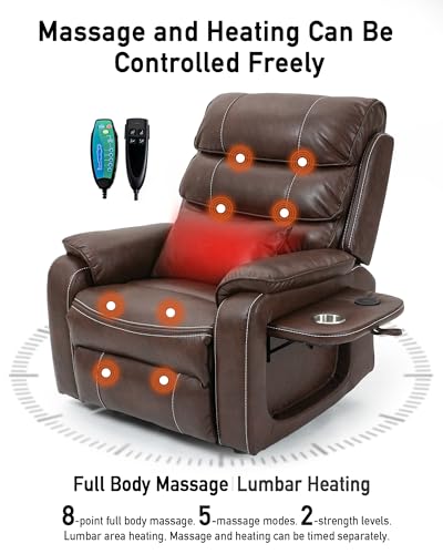 Large Power Lift Recliner with Heated and Massage, Dual Motor, 25in Extra Wide Seat G537713