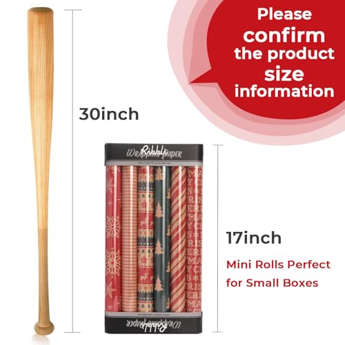 6 Rolls Kraft Christmas Wrapping Paper with Snowflake/Tree/Red Stripe/Merry Christmas Pattern, 17 inch x 120 inch Per Roll P58520