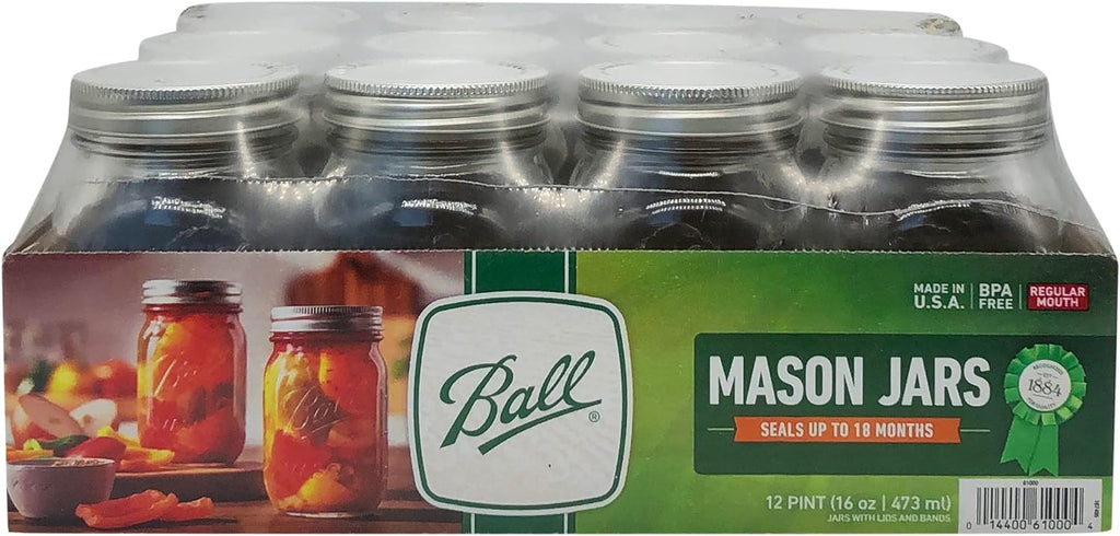 16 oz Regular Mouth Pint Jar Set of 12 L3510