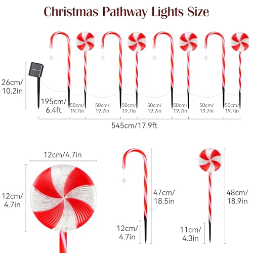 8 Pack Solar Candy Cane Pathway Lights C5614