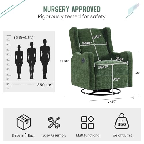 Green Chenille Swivel Glider Recliner C21841