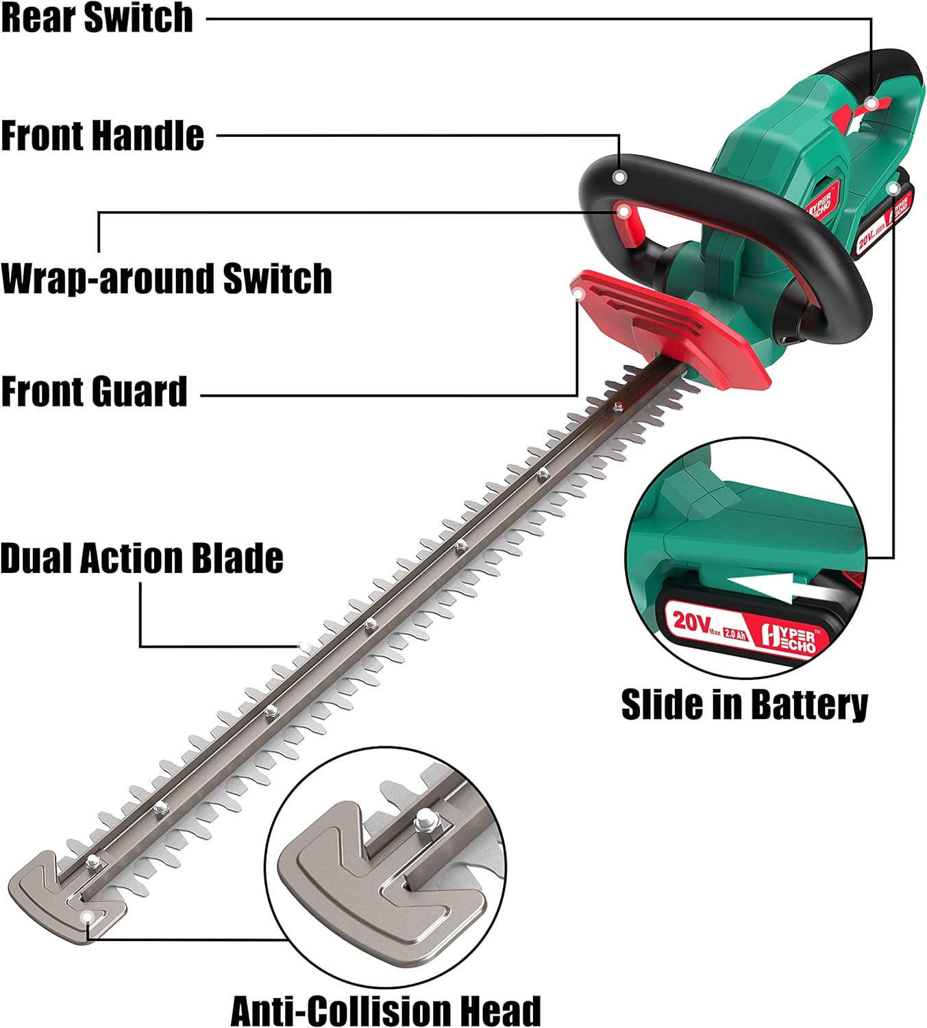 Cordless Hedge Trimmer 40V MAX 24-Inch 1" Cutting Capacity Brushless Motor Y9877