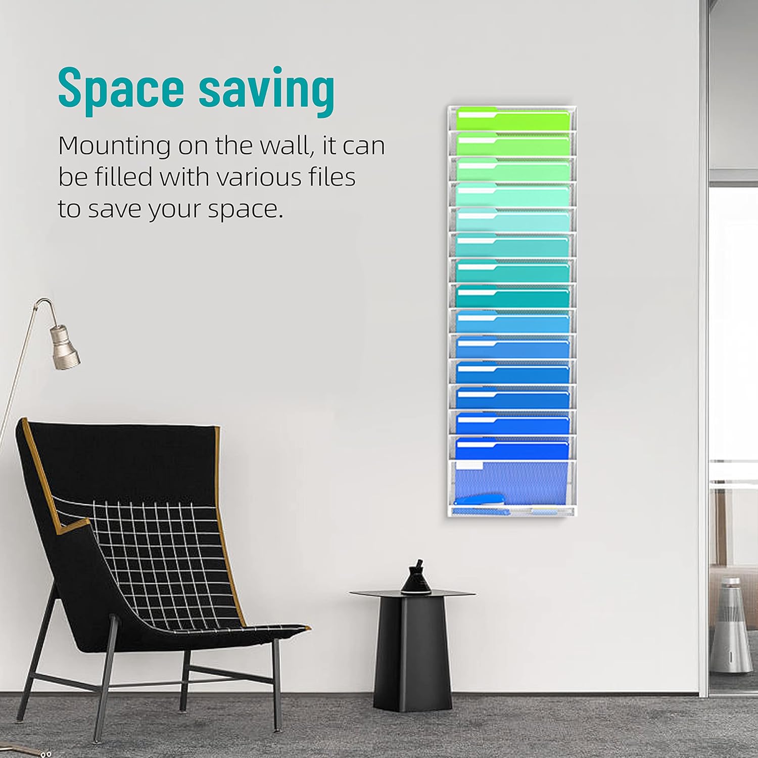 16-Tier White Mesh Wall File Organizer N8241