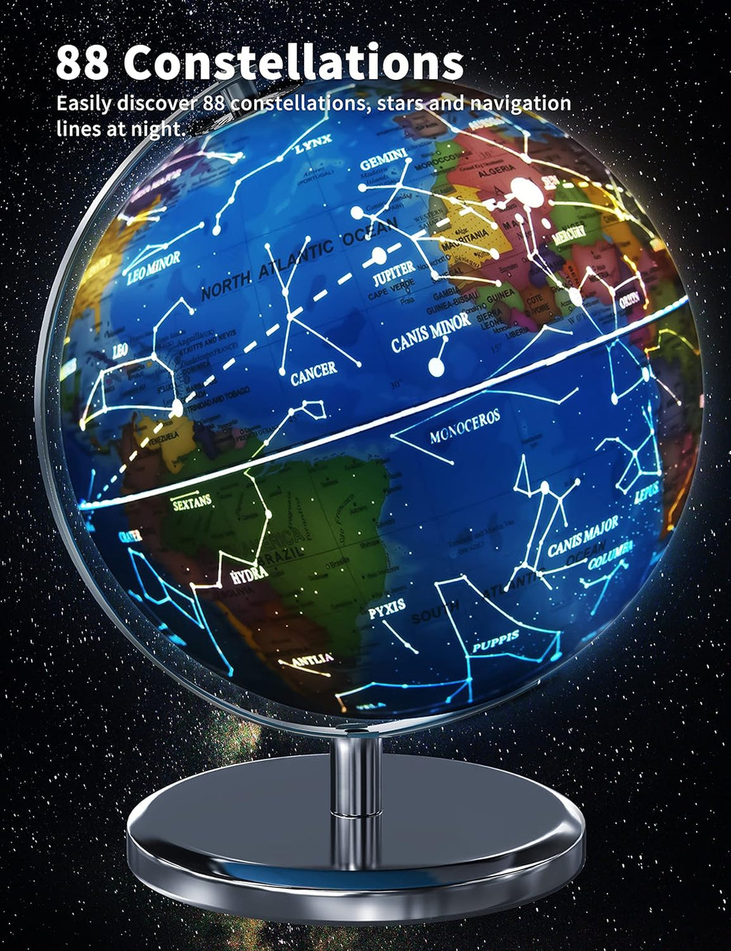 9" LED Illuminated World Globe with Stand and Heavy Metal Base O401822