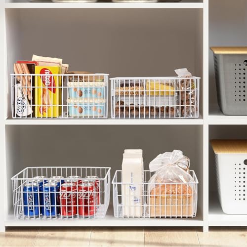 Freezer Organizer Bins, 2 Large 2 Medium Metal Wire Storage Container Bin I5009