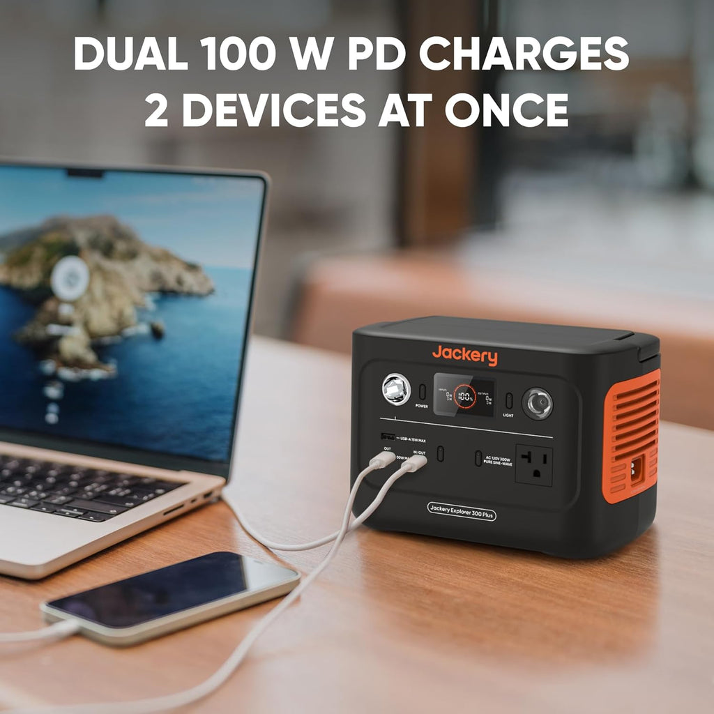 Portable Power Station with 40W Solar Panel, 288Wh LiFePO4 Battery, 300W AC Outlet P439