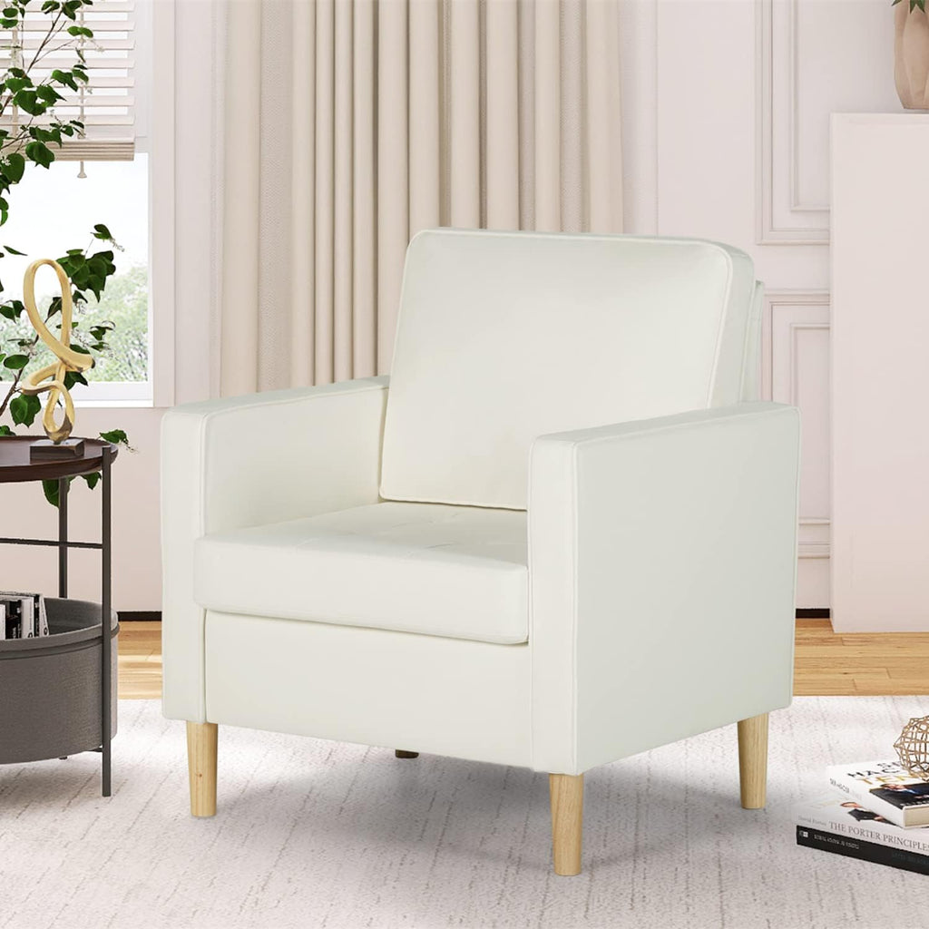 Cream White Faux Leather Single Sofa Chair C32099