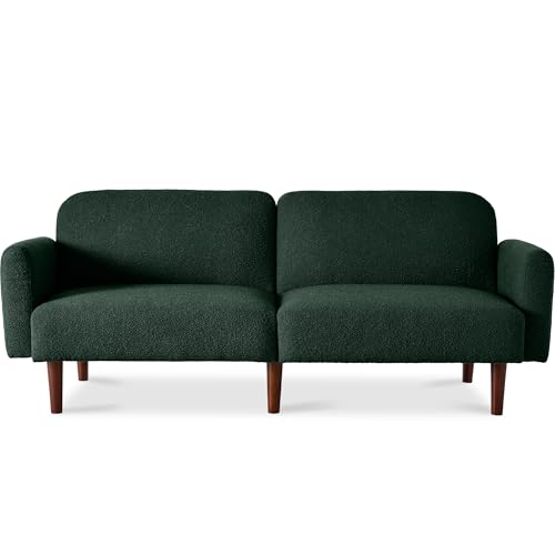 Slate Blue Boucle Loveseat Sofa with Real Wood O61984
