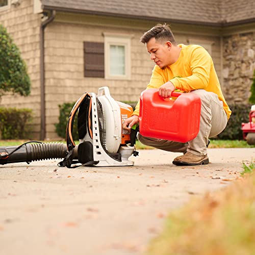 Red Plastic 5 Gal Gasoline Can with Controllable Flow Nozzle R144
