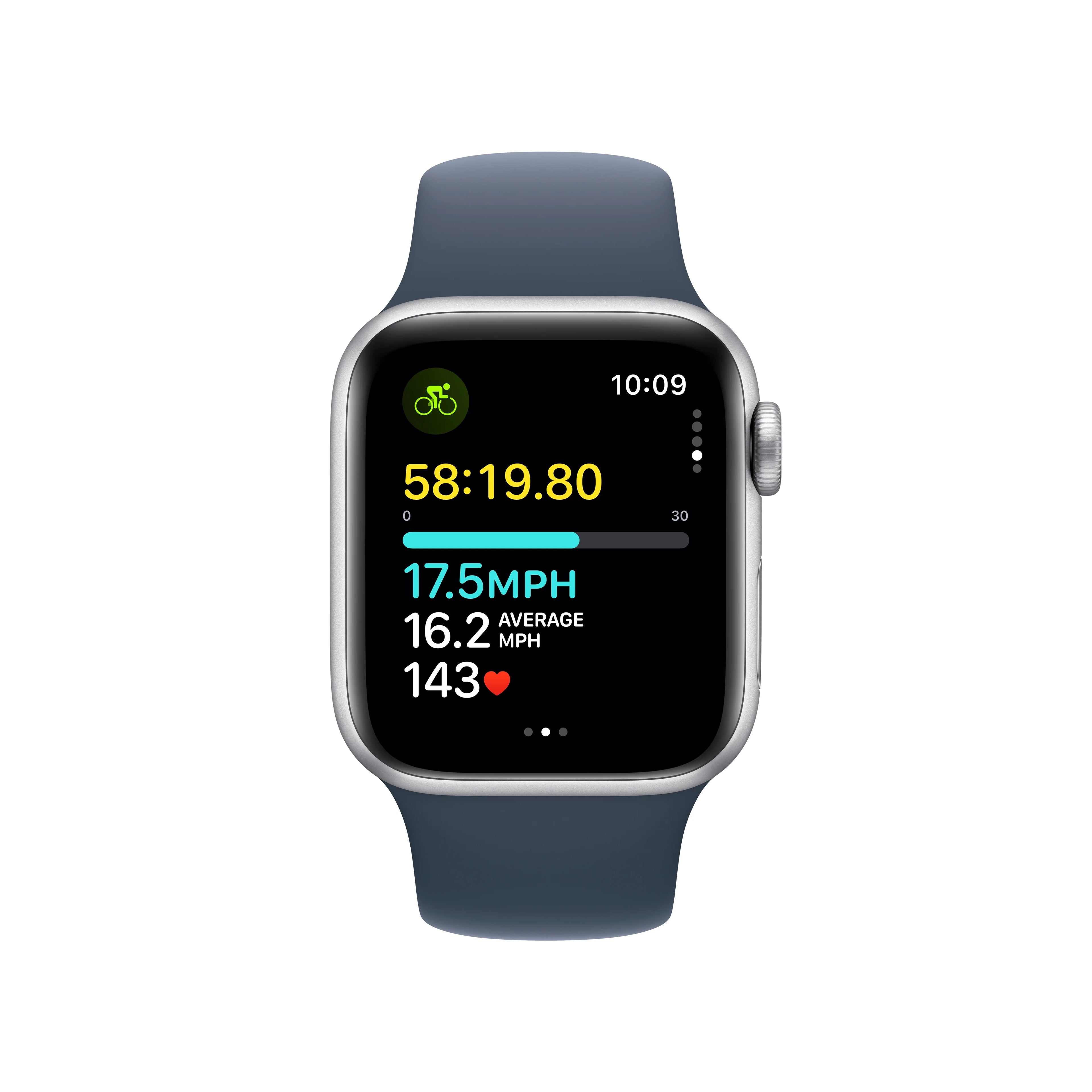 Silver Aluminum 40mm GPS Smartwatch with Storm Blue Sport Band I774