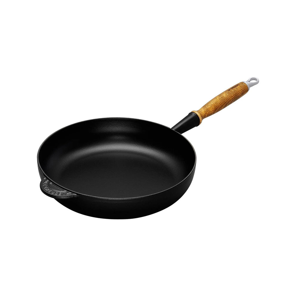 28 cm Satin Black Frying Pan with Wooden Handle E31851