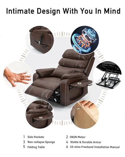 Large Power Lift Recliner with Heated and Massage, Dual Motor, 25in Extra Wide Seat G537713