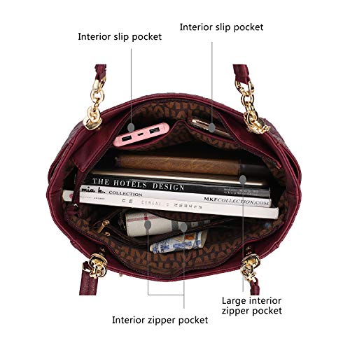 Vegan Leather Shoulder Bag Tote Bag Purse Set T7582