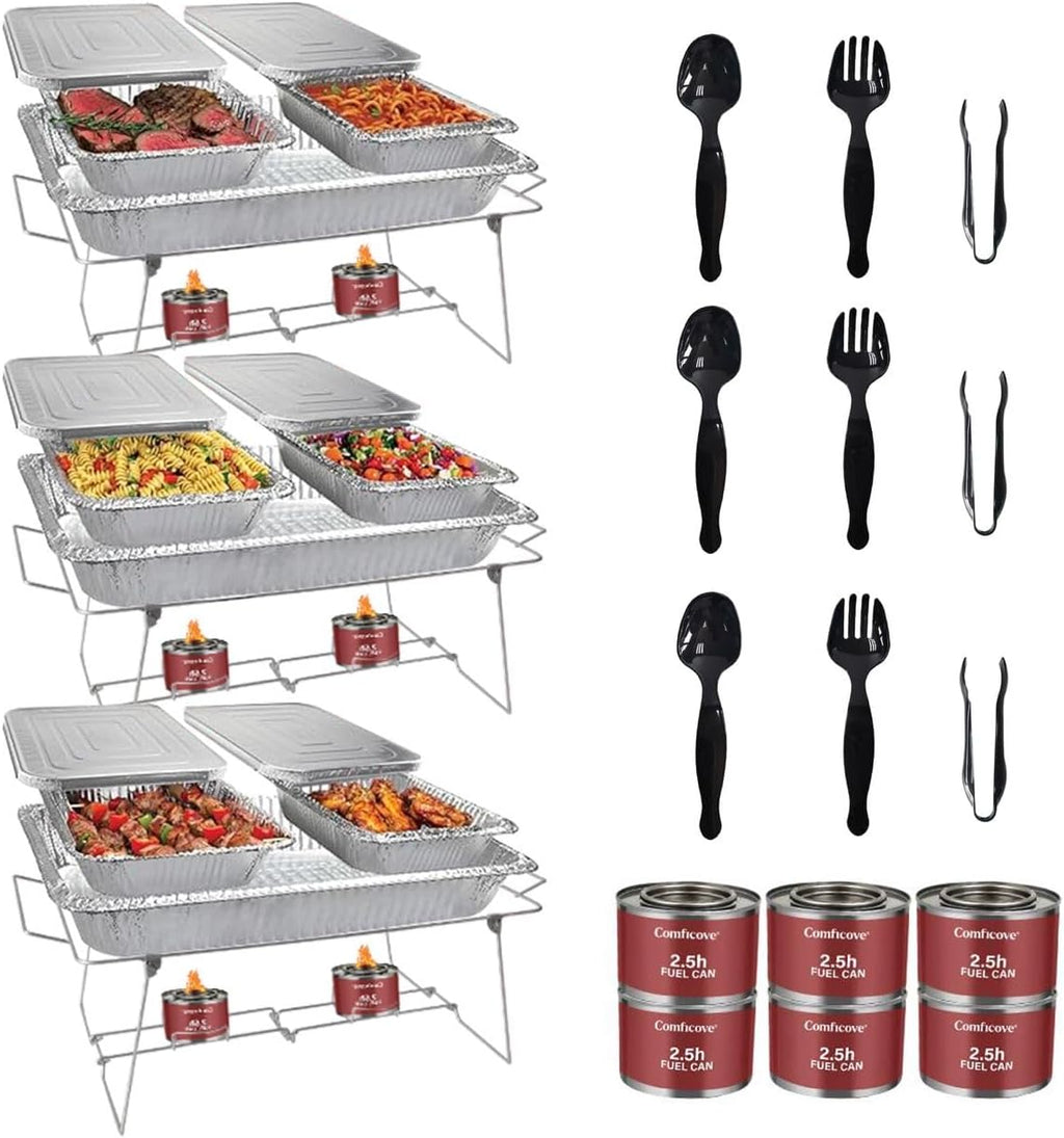 33 Piece Disposable Chafing Dish Buffet Set with 2.5 oz Fuel Cans C5244