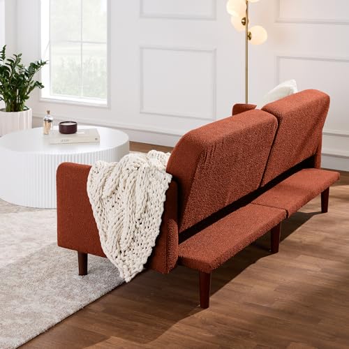 Slate Blue Boucle Loveseat Sofa with Real Wood O61984