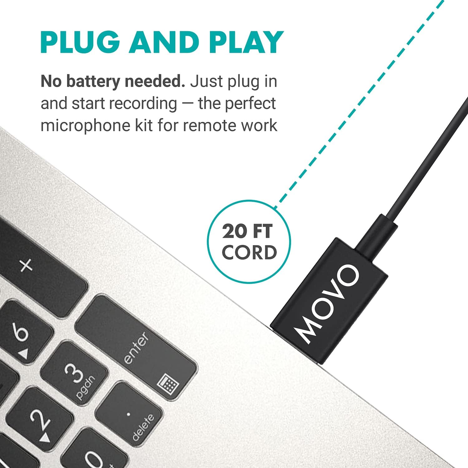 USB Lavalier Lapel Clip-on Omnidirectional Computer Microphone (20-Foot Cord) R1227