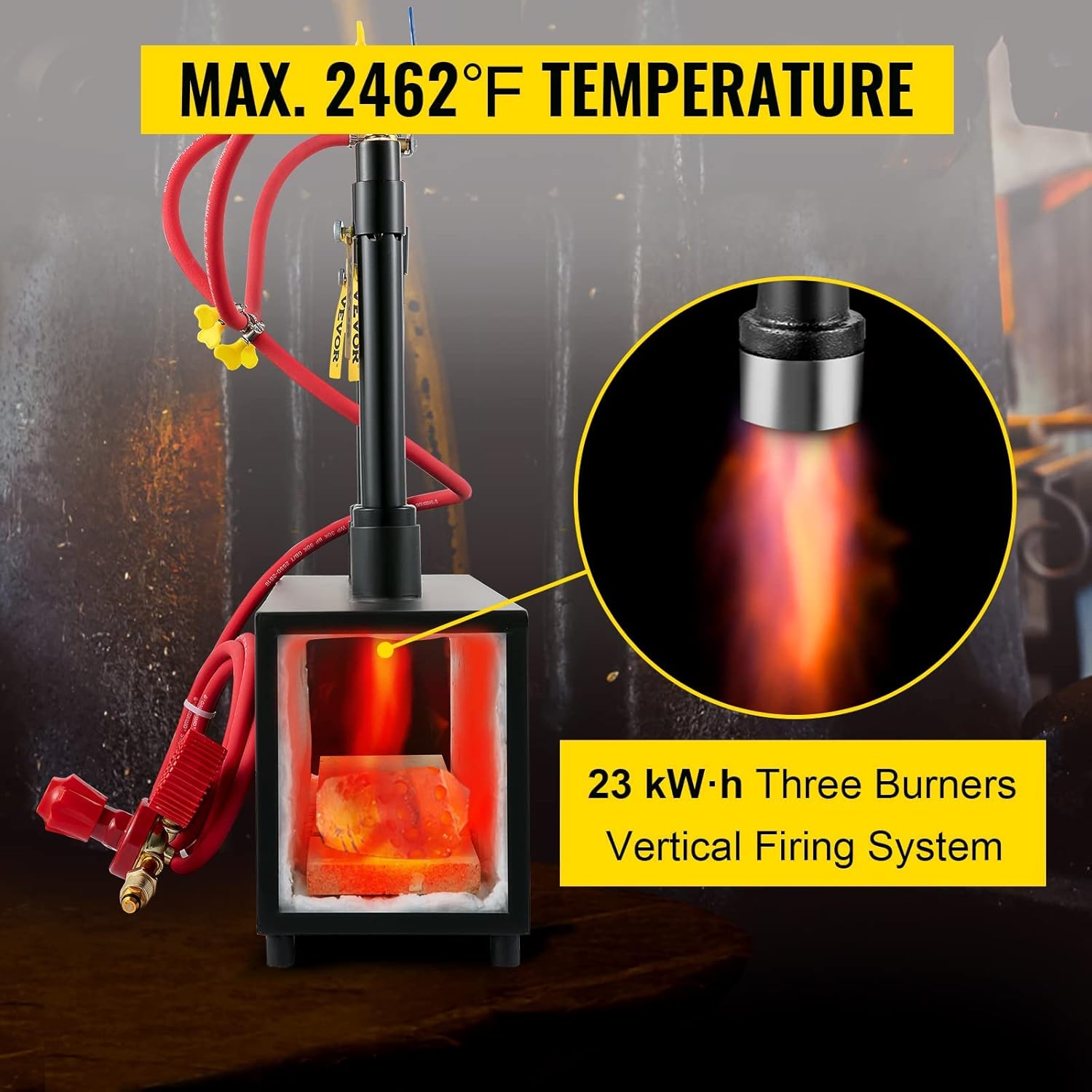 Portable Propane Forge Three Burners Open Structure Square Metal Blacksmithing Forge R14742