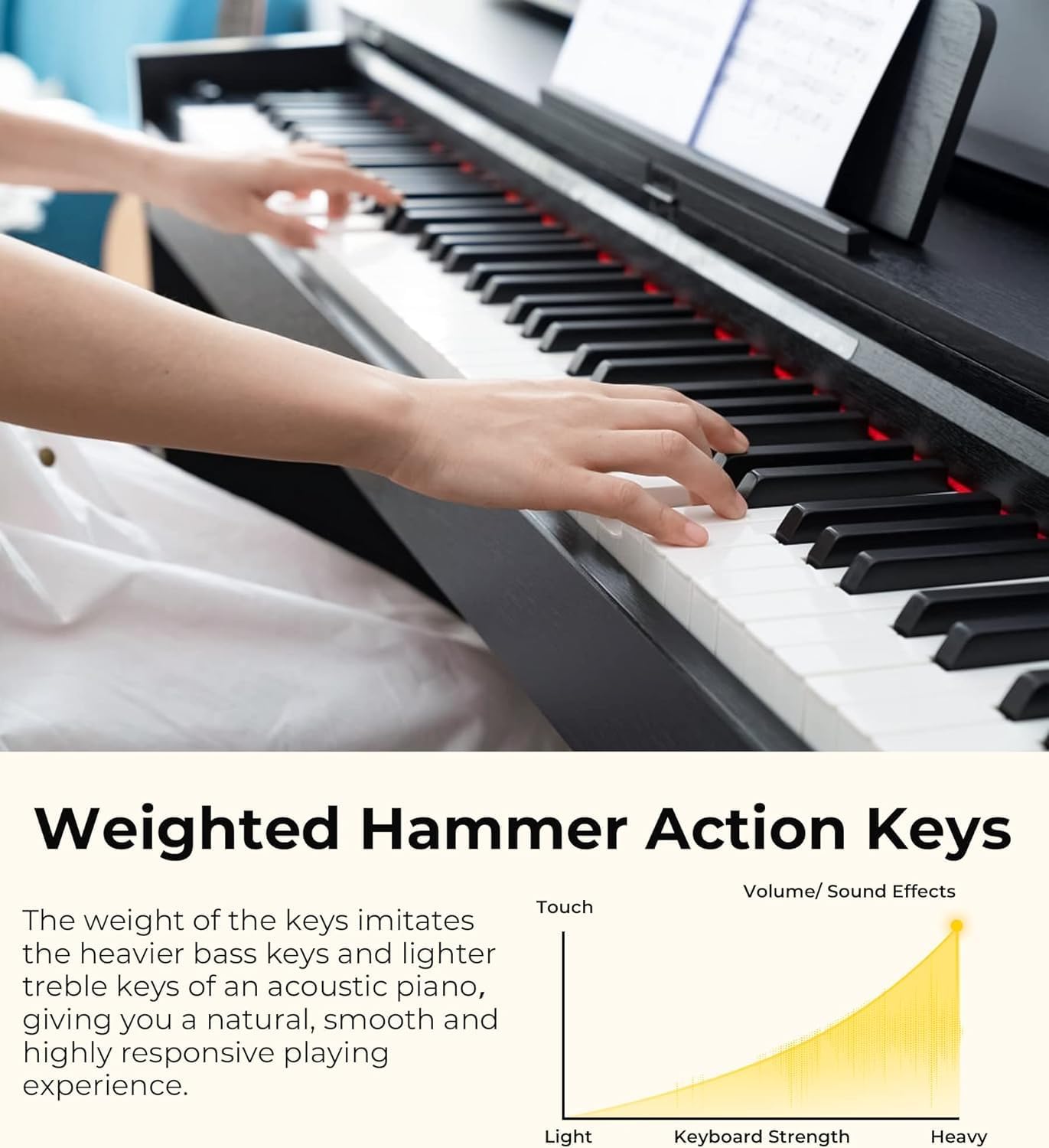 88 Keys Weighted Hammer Action Digital Piano with Furniture Stand F6717