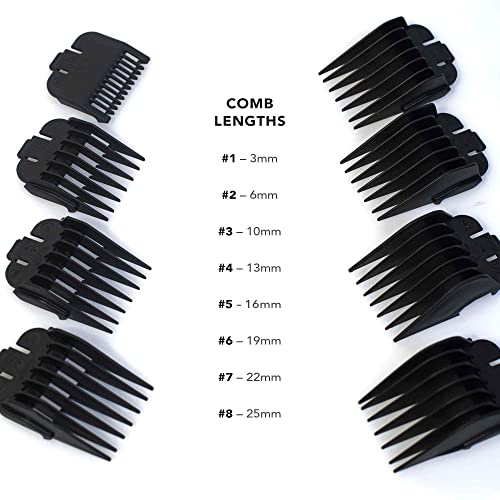Black 8 Piece Taper Attachment Comb Set C972