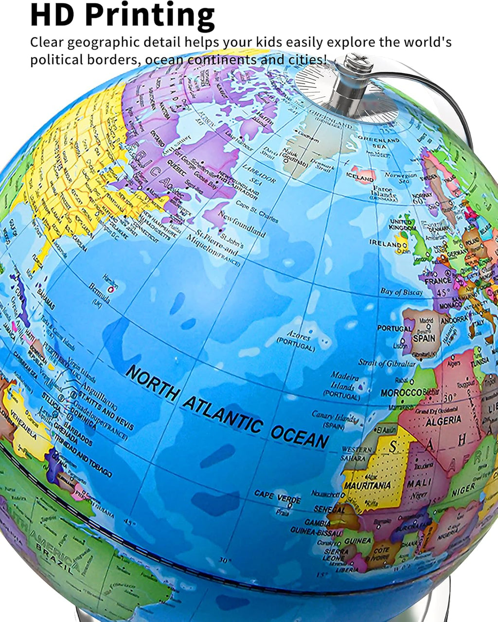 9" LED Illuminated World Globe with Stand and Heavy Metal Base O401822