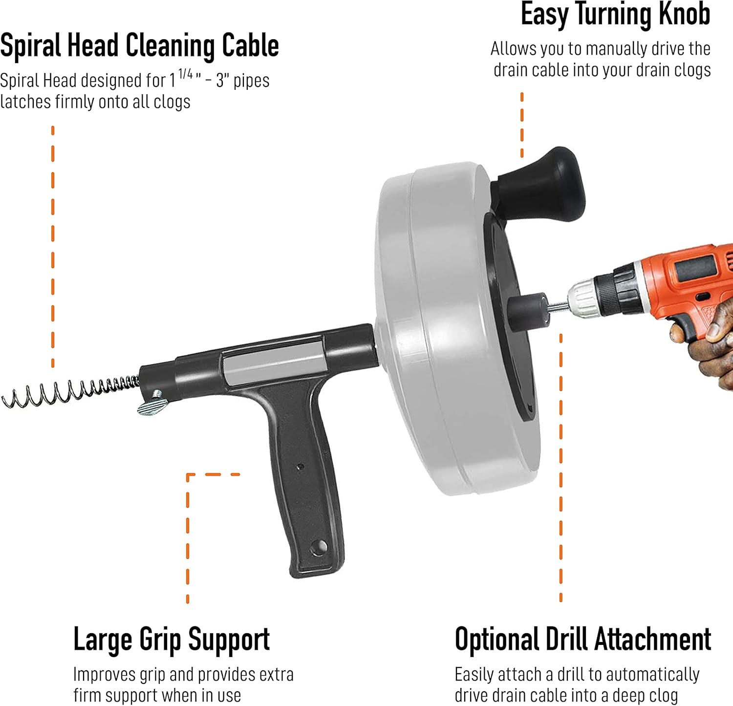 50-FT Steel Drum Auger with Drill Attachment O225