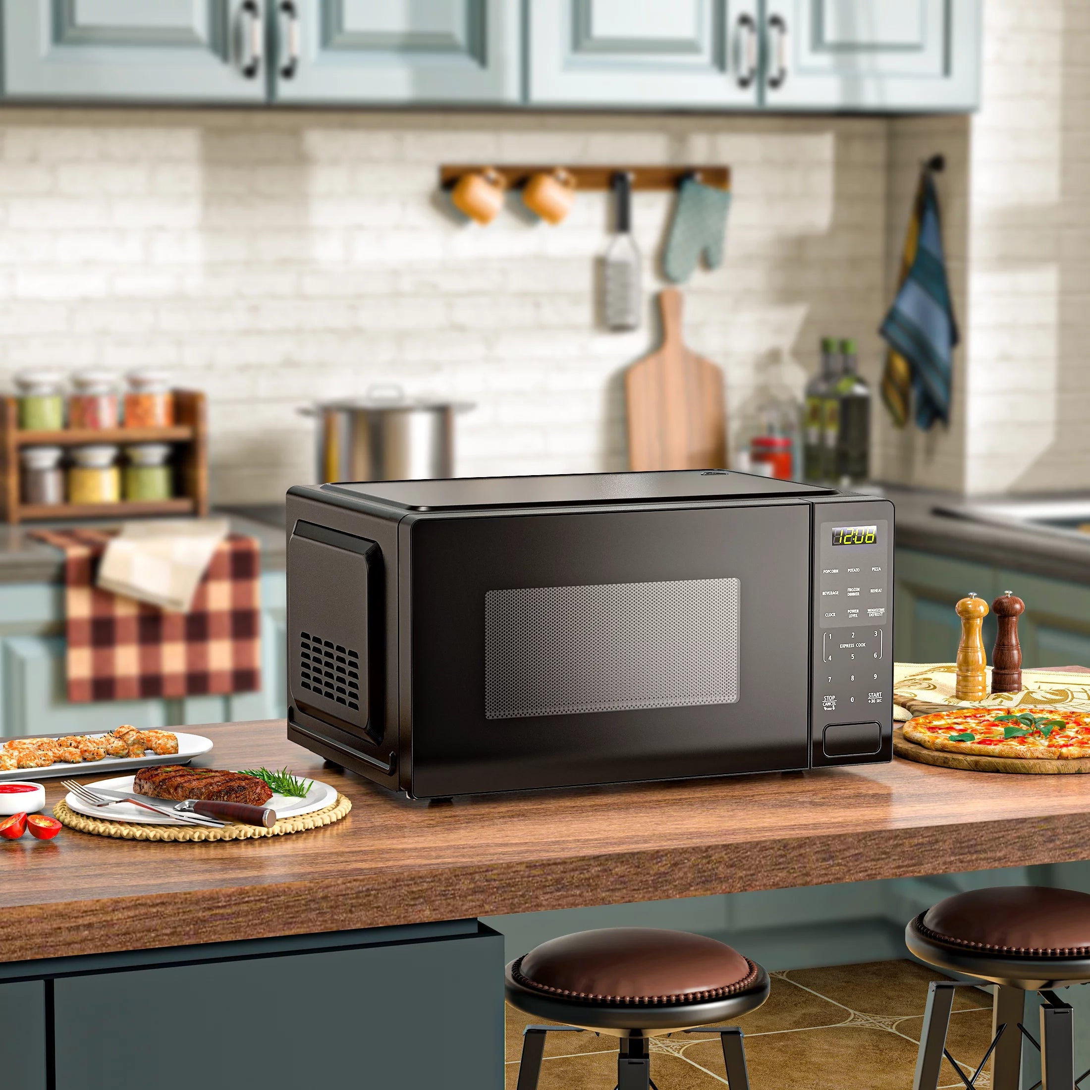 1.1 Cu ft Countertop Microwave Oven, 1000 Watts, Black P4578