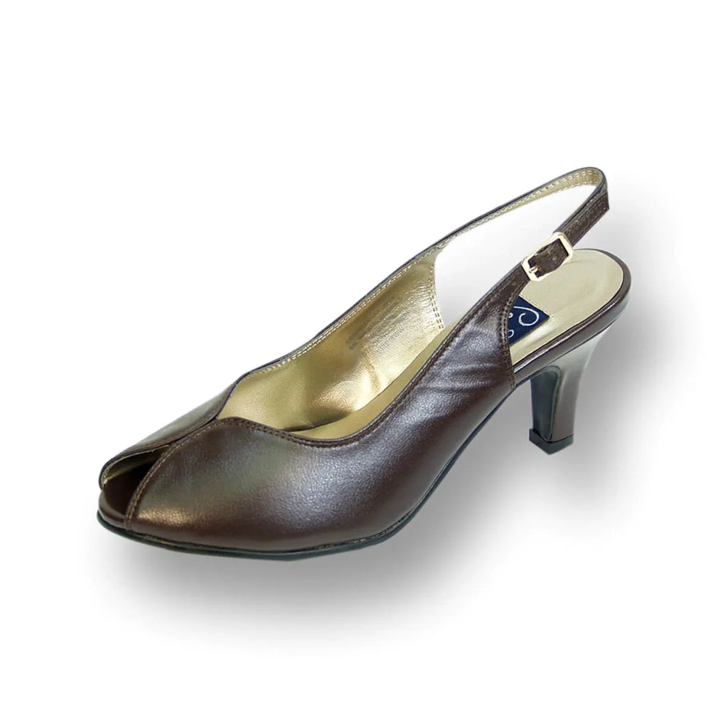 Wide Width Leather Slingback Pumps N839