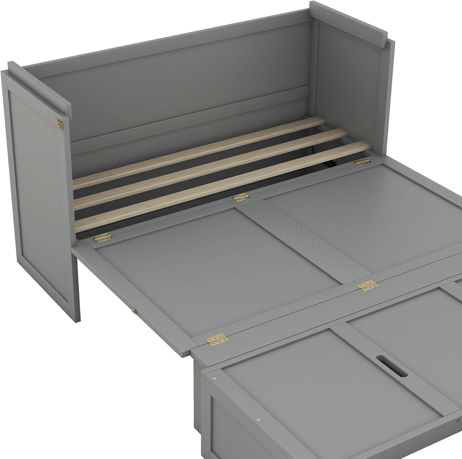 Gray Queen Size Murphy Bed with Storage Drawer U84131