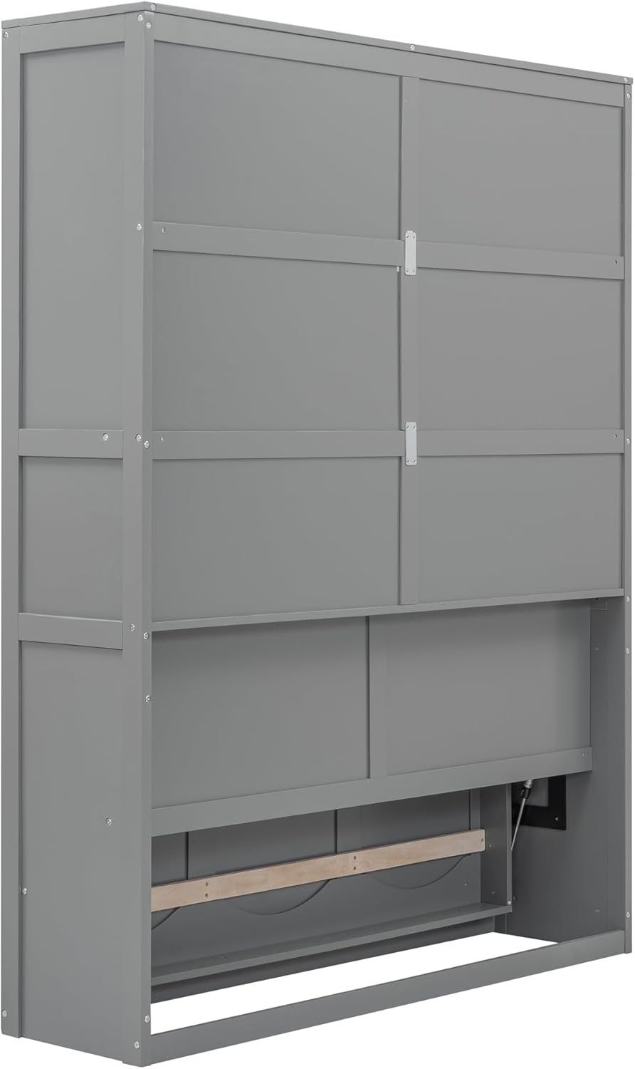 Gray Queen Size Murphy Bed with Shelves E382811